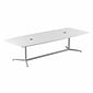 Bush Business Furniture 120W x 48D Boat Shaped Conference Table with Metal Base, White (99TBM120WHSVK)