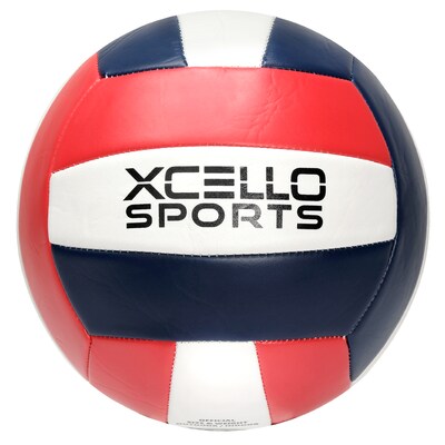 Xcello Sports Volleyballs with Pump, Navy/Silver and Navy/Red, 6/Pack (XS-VB-6-ASST-2)