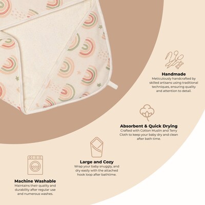 Crane Baby Parker Baby Hooded Towel, Rainbow (BC-100HT-2)