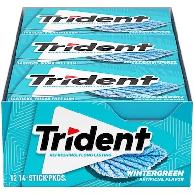 Trident Sugar Free Wintergreen Gum, 16 oz., 14 Pieces/Pack, 12/Pack (304-00058)