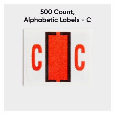 Smead BCCR Color Coded Alphabetic Labels, C, Dark Orange, 500/Roll (67073)