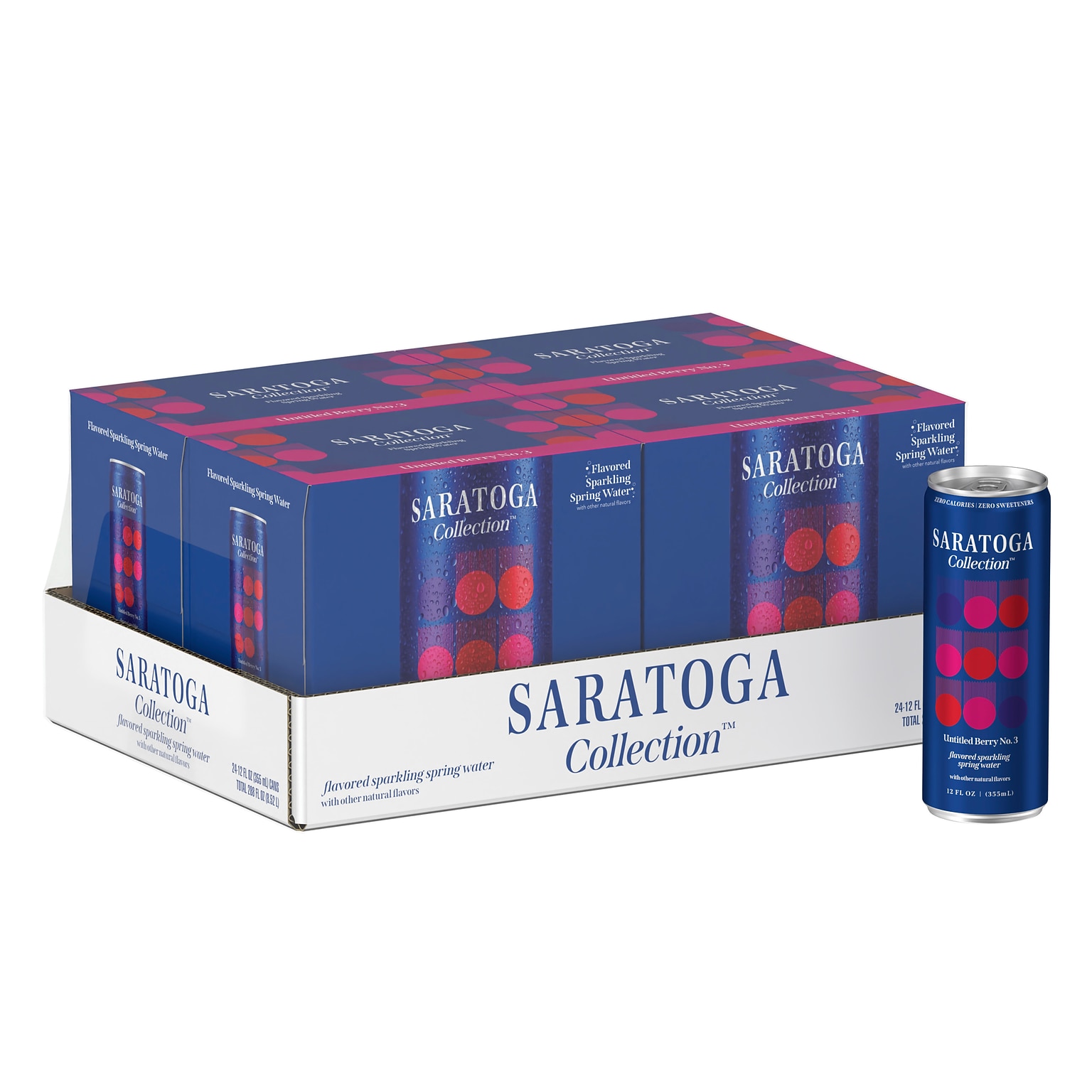 Saratoga Berry Flavored Sparkling Spring Water, 12 oz., 6 Cans/Case, 4 Cases/Carton (STG-19991011)