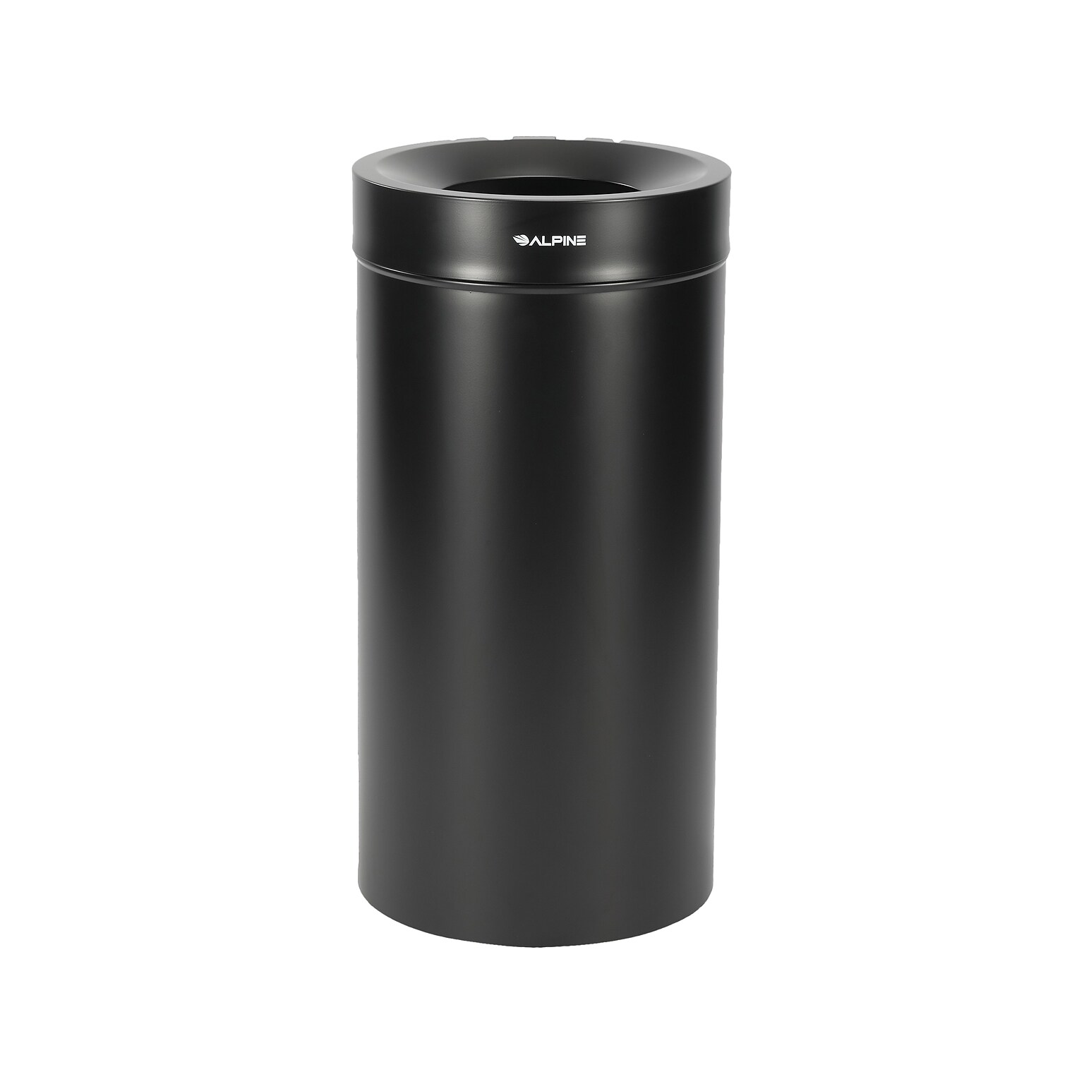 Alpine Industries Stainless Steel Trash Can, 27 Gallon, Black (ALP475-27-BLK)