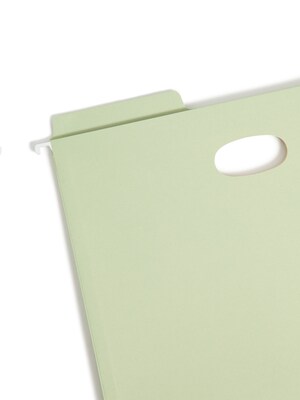 Smead FasTab Hanging File Folders, 1/3-Cut Tab, 3-1/2" Expansion, Letter Size, Moss, 9/Box (64222)