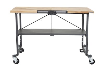 Cosco SmartFold Butcher Block Portable Workbench/Folding Utility Table w/ Locking Casters, 700 lb. C