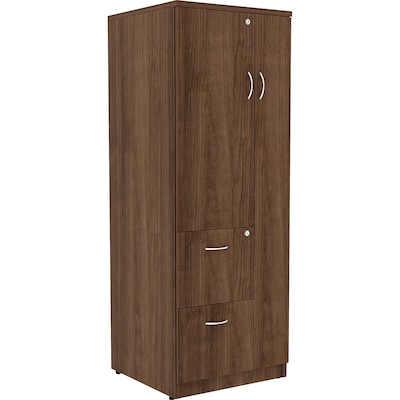 Lorell Essentials Series 65.6 Laminate Tall Storage Cabinet With 2-Drawers, Walnut (LLR69889)