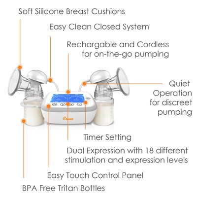 Crane Deluxe Cordless Breast Pump, Electric (EE-9003)