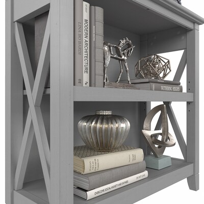 Bush Furniture Key West 30"H 2-Shelf Bookcase with Adjustable Shelf, Cape Cod Gray (KWB124CG-03)