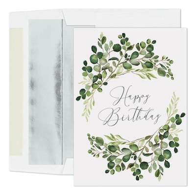 Custom Jubilant Greenery Cards, with Envelopes, 5 5/8 x 7 7/8 Birthday Card, 25 Cards per Set