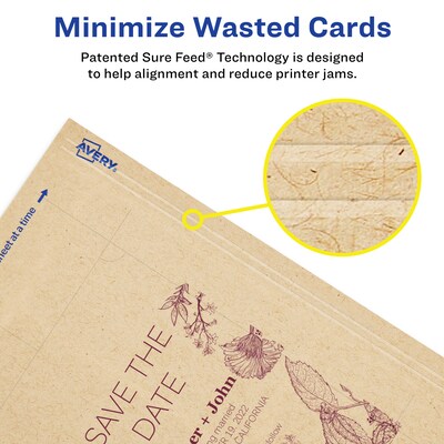 Avery Integrated Cards, 4.25" x 5.5", Matte Kraft Brown, 50/Pack (95278)