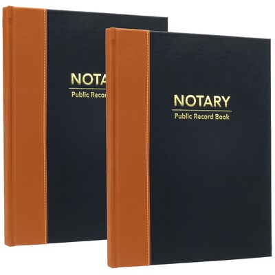 Global Printed Products Hardcover 8.5 x 11 Notary Journal, Black/Tan, 2/Pack (GPP-0094-A)