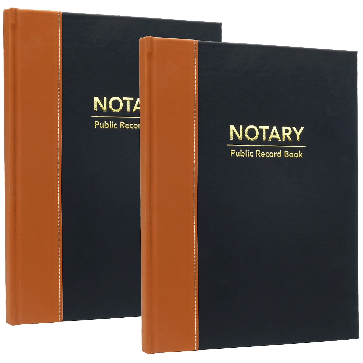 Global Printed Products Hardcover 8.5 x 11 Notary Journal, Black/Tan, 2/Pack (GPP-0094-A)