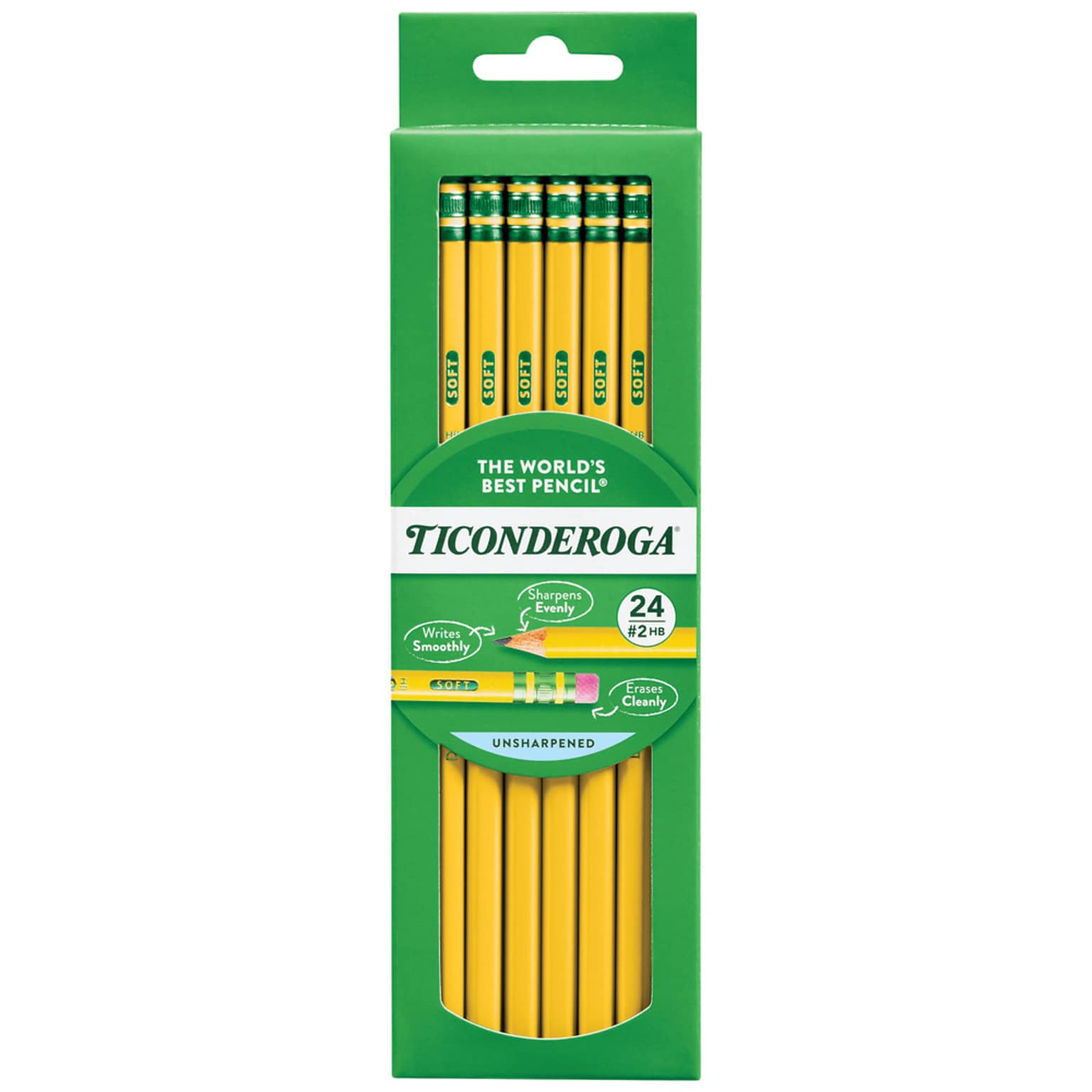 Ticonderoga The Worlds Best Pencil Wooden Pencil, 2.2mm, #2 Soft Lead, 2 Dozen (X13924X)