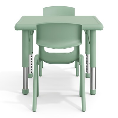 Flash Furniture Emmy Square Activity Table Set, 24" x 24", Height Adjustable, Sage (YCX232SQRTBSGER)