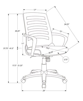 Monarch Specialties Inc. Ergonomic Mesh Computer and Desk Chair, Black (I 7224)
