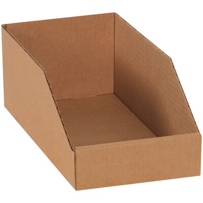 Partners Brand 6 x 9 x 4 1/2 Open Top Bin Boxes, Kraft, 25/Bundle (BINBIN69K)