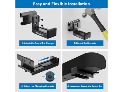 Mount-It! No-Stud Soundbar Wall Mount, Black (MI-SB60)