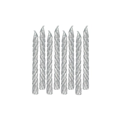 Party City Spiral Birthday Candles, Metallic Silver (AM170436)