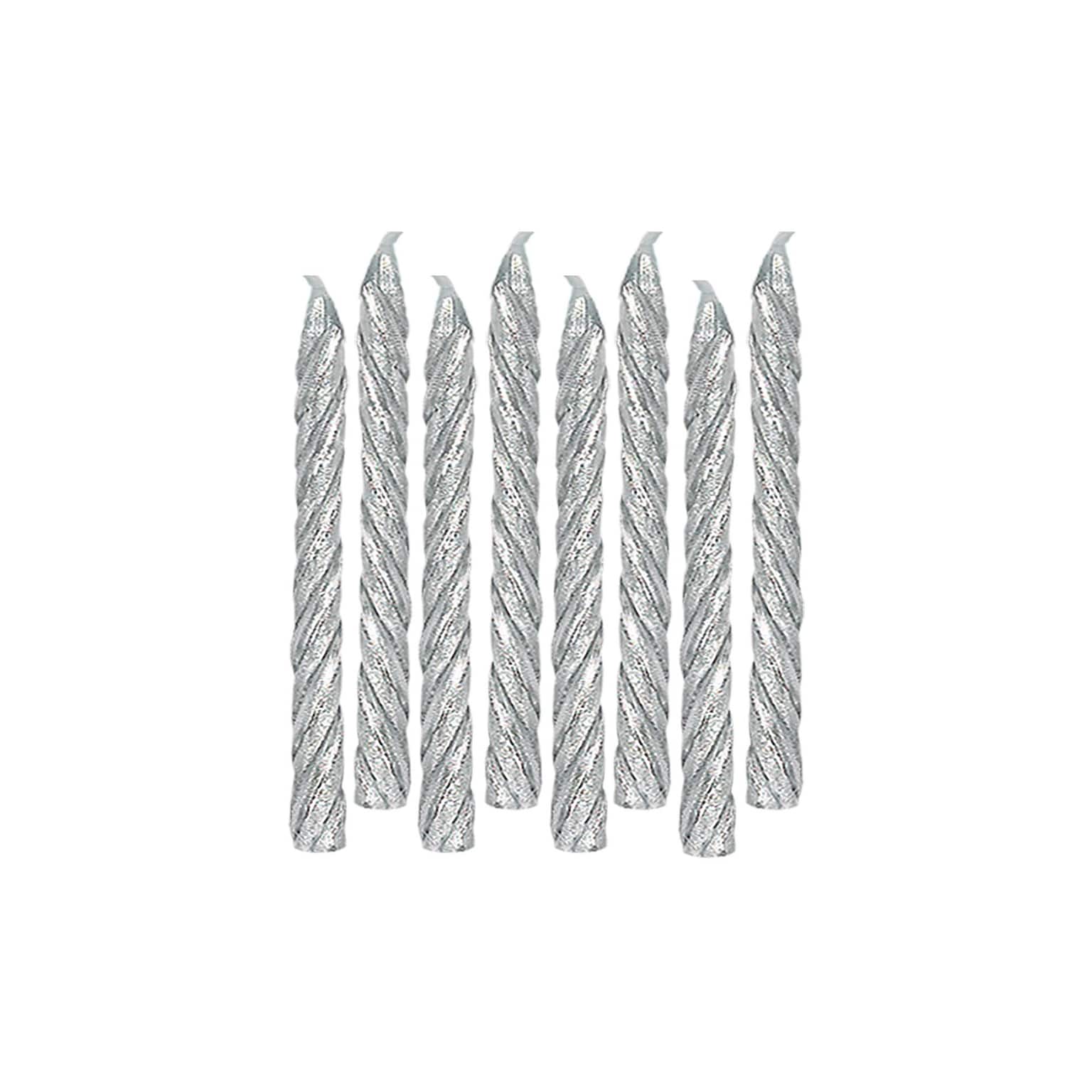 Party City Spiral Birthday Candles, Metallic Silver (AM170436)