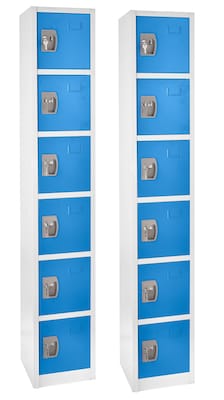 AdirOffice 72 6-Tier Key Lock Blue Steel Storage Locker, 2/Pack (629-206-BLU-2PK)