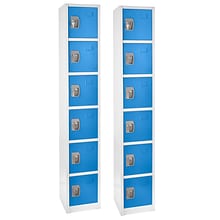 AdirOffice 72 6-Tier Key Lock Blue Steel Storage Locker, 2/Pack (629-206-BLU-2PK)