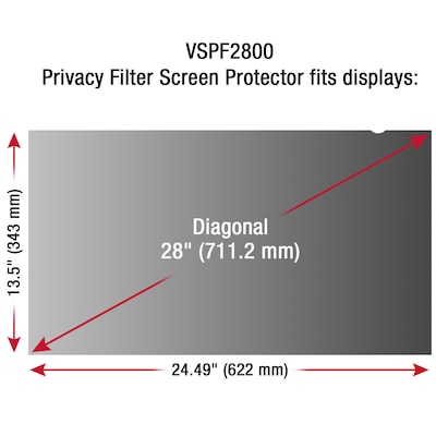 ViewSonic Anti-Glare Privacy Filter & Screen Protector for 28" Widescreen Monitor (16:9) (VSPF2800)