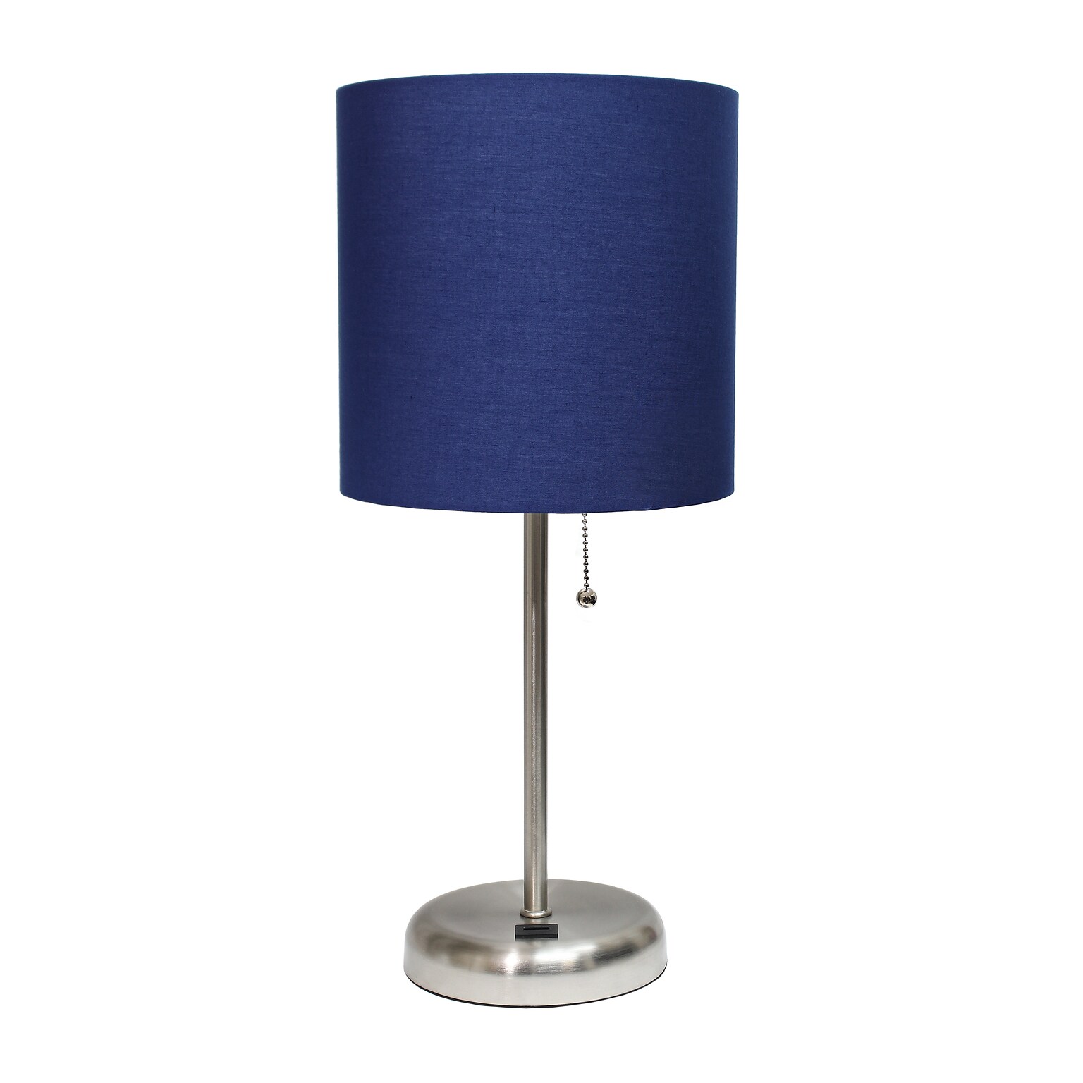Creekwood Home Oslo 19.50 LED Table Lamp with USB Port, Brushed Steel/Navy Blue (CWT-2012-NV)