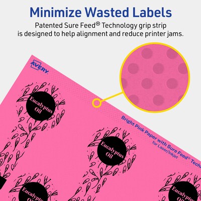 Avery Lollipop Laser/Inkjet Multipurpose Labels, 1.5" x 4", Bright Pink (160/Pack)