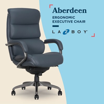 La-Z-Boy Aberdeen Ergonomic Bonded Leather Swivel Executive Chair, Dark Blue (51545-DBLU)