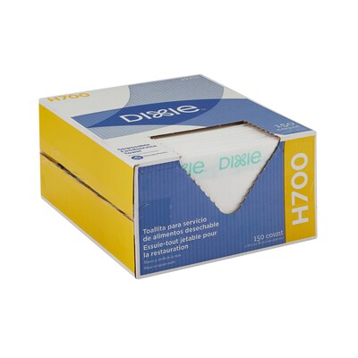 Dixie Durable Fibers Food Service Wipers, White w/ Green stripe, 150 Wipers/Box (29416)