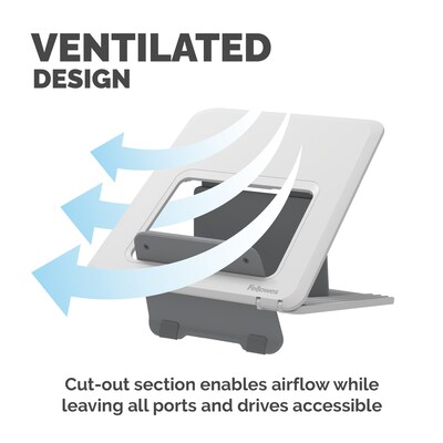Fellowes Breyta Collection 9.25" x 10.55" Adjustable Plastic Laptop Stands, White (100098501)