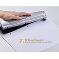 Bostitch 3-Hole Punch, 12 Sheet Capacity, Silver/Black (HP12)