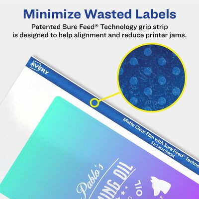 Avery Laser/Inkjet Rectangle Multipurpose Labels, 3" x 6", Clear, 30/Pack (94249)