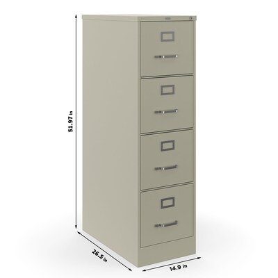 Quill Brand® Commercial 4 File Drawer Vertical File Cabinet, Locking, Putty/Beige, Letter, 26.5"D (13443D)