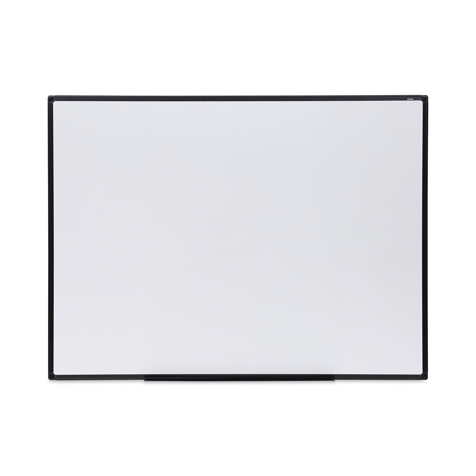 Universal Design Series Deluxe Melamine Dry-Erase Whiteboard, Black Anodized Aluminum Frame, 48 x 36 (UNV43629)