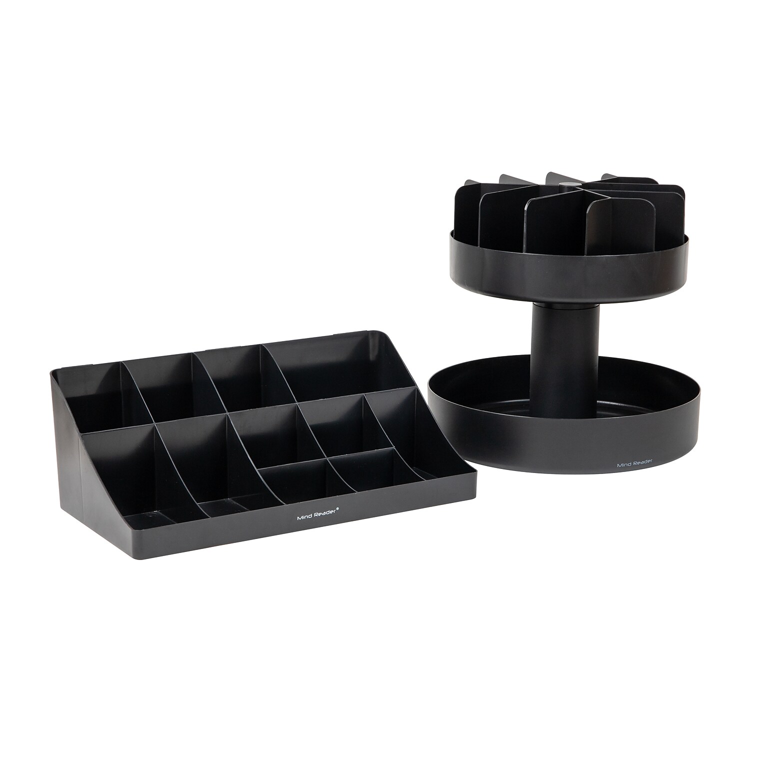 Mind Reader 11-Compartment 2-Tier Cup and Condiment Organizer and 2-Tier Lazy Susan, Black (SNACOMORG-BLK)