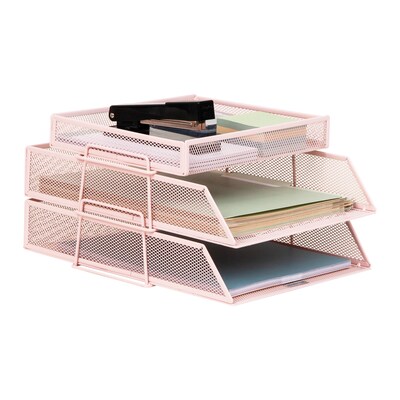 Mind Reader Metal Desk Organizer, Pink (3TSET-PNK)