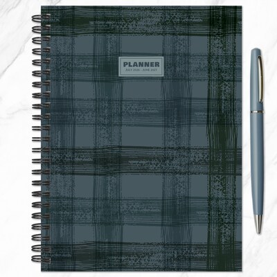 2026-2027 TF Publishing Blue Flannel 6.5" x 8" Academic & Calendar Weekly & Monthly Planner, Dark Blue/Black (AY27-9202)