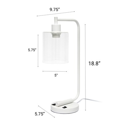 Creekwood Home Vintage Vantage 18.8" Minimalist Industrial Curved Arm Desk Lamp, Feit LED Bulb, White (CWD-1016-WH-LB)