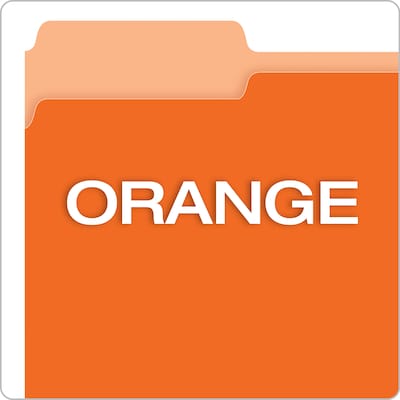 Pendaflex Recycled File Folder, 1/3-Cut Tab, Assorted, Letter Size, Orange, 100/Box (4210 1/3 ORA)