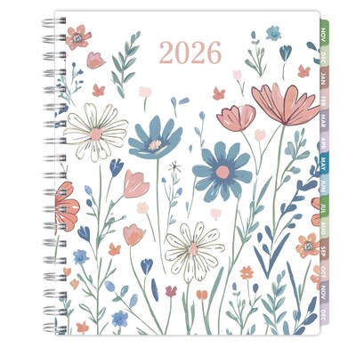 2026 Global Printed Products 7" x 9" Weekly & Monthly Planner, Paperboard Cover, Colorful Botanicals (ESPROCY267930)
