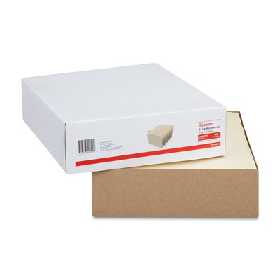 Staples® Reinforced File Folders, 1/5 Cut Tab, Letter Size, Manila, 100/Box (TR509000)