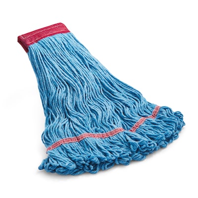 Coastwide Professional™ Looped-End Wet Mop Head, Large, Recycled Blend, 5 Headband, Blue (CW57750)