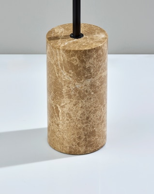 Adesso Rayne 61.25"H Floor Lamp, Brown Marble Base with Rattan Shade (3296-01)