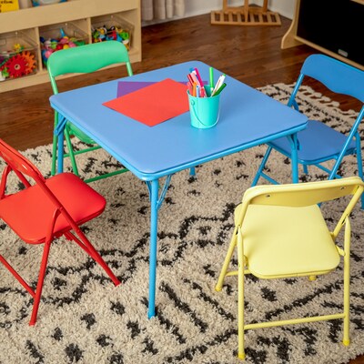 Flash Furniture Mindy Square Kids 5 Piece Folding Table and Chair Set, 24" x 24", Multicolored (JB9KID)