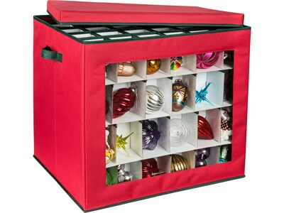 Honey-Can-Do 120-Cube Ornament Storage Box, Red/Green (SFT-08362)