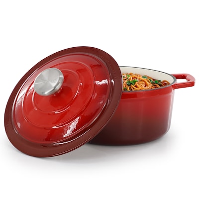 Elama Cast Iron 2.7 Qt Dutch Oven, Red (935124508M)