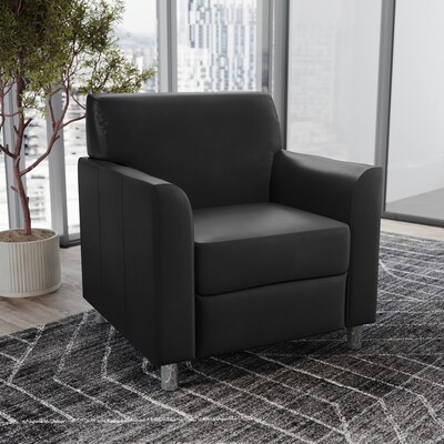 Flash Furniture Hercules Diplomat LeatherSoft Reception Chair, Black/Chrome Legs (BT8271BKCHR)