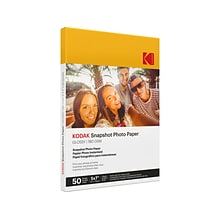 Kodak Snapshot Glossy Photo Paper, 5 x 7, 50 Sheets/Pack (41307)