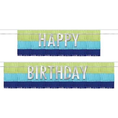 Party City Happy Birthday Fringe Banner Set, Blue/Green, 4/Pack (AM120893-NS)